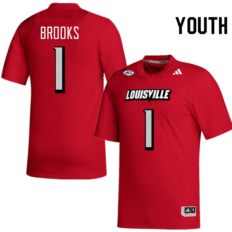 Youth #1 Ja'Corey Brooks Louisville Cardinals College Football Jerseys Stitched-Red